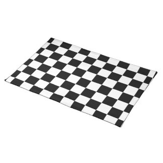 Racing Check Black White Checkered Cloth Placemat