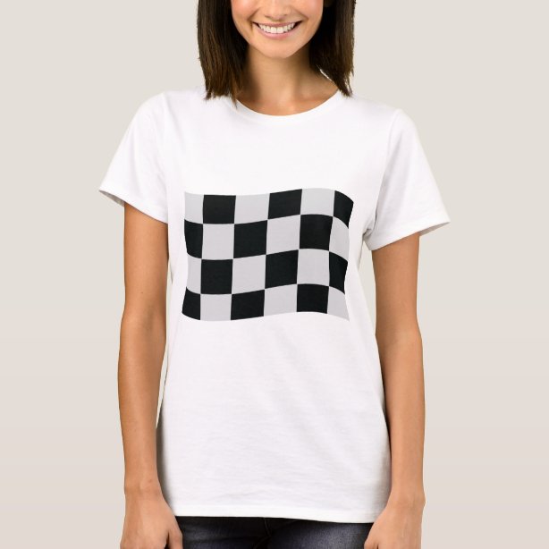 Women's Black White Checkered T-Shirts | Zazzle