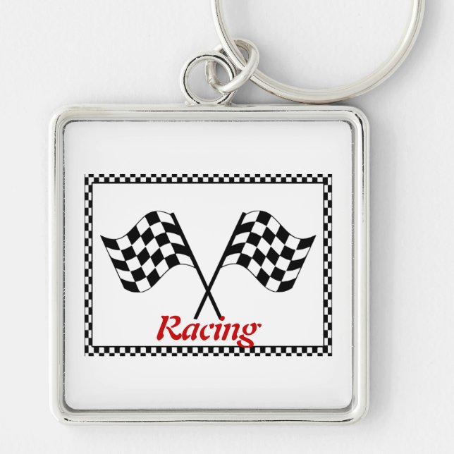 Racing Checkerboard Flags Keychain (Front)