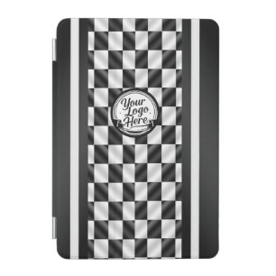 Racing Checkered Black White Sport Logo iPad Mini Cover
