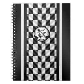 Racing Checkered Black White Sport Logo Notebook