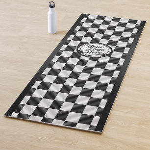 Racing Checkered Black White Sport Logo Yoga Mat