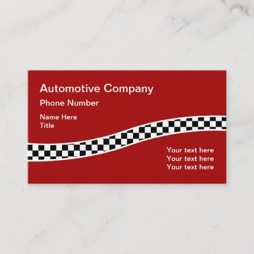 Racing Checkered Flag Background Automotive Design Business Card