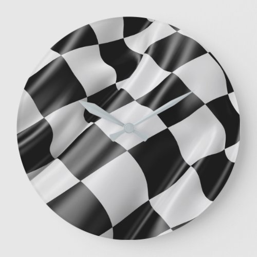 Racing Checkered Flag Finish LIne Large Clock