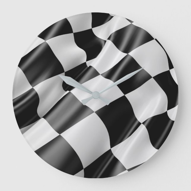 Racing Checkered Flag Finish LIne Large Clock (Front)