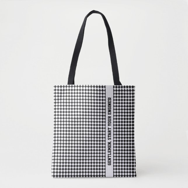 Racing Checkered Flag Gentlemen Start your Engines Tote Bag (Front)