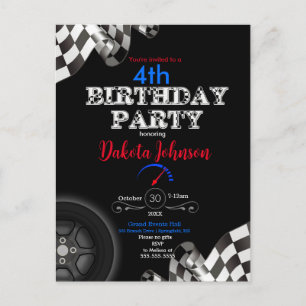Racing Checkered Flag Invitation Postcard