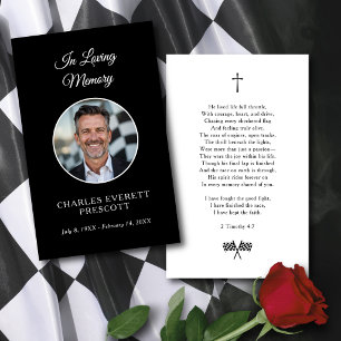 Racing Checkered Flag Memorial Photo Prayer Card