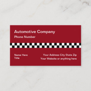 Racing Checkered Flag Pattern Automotive Business Card