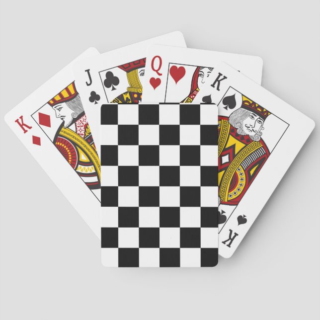 Racing Checkered Flag Pattern Large Black Poker Cards (Back)