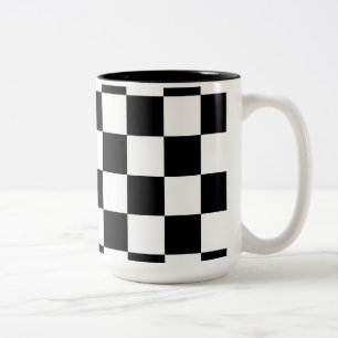 Racing Checkered Flag Pattern Large Black Two-Tone Coffee Mug