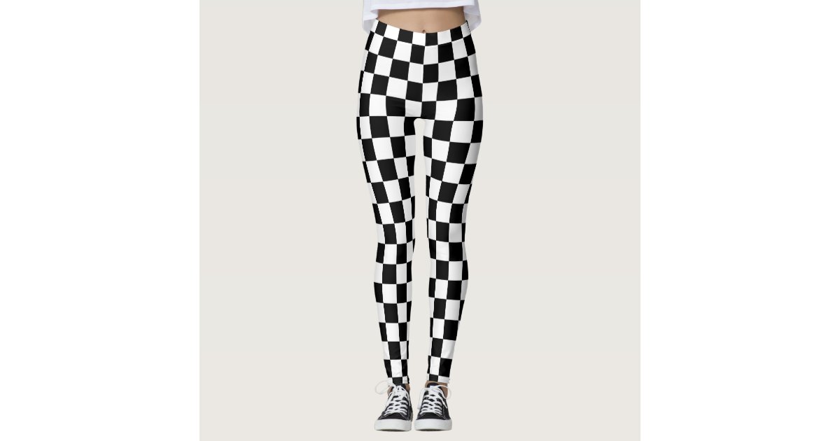 Racing Checkered Flag Print Leggings | Zazzle