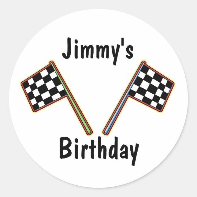 Racing Checkered Flags Birthday Sticker (Front)