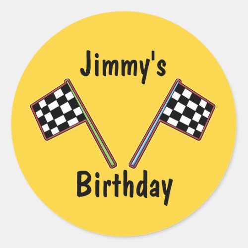 Racing Checkered Flags Birthday Sticker