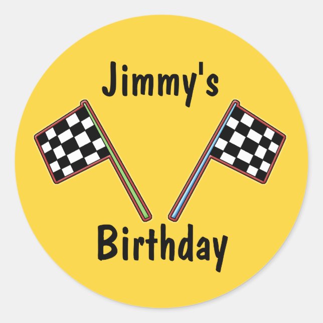 Racing Checkered Flags Birthday Sticker (Front)