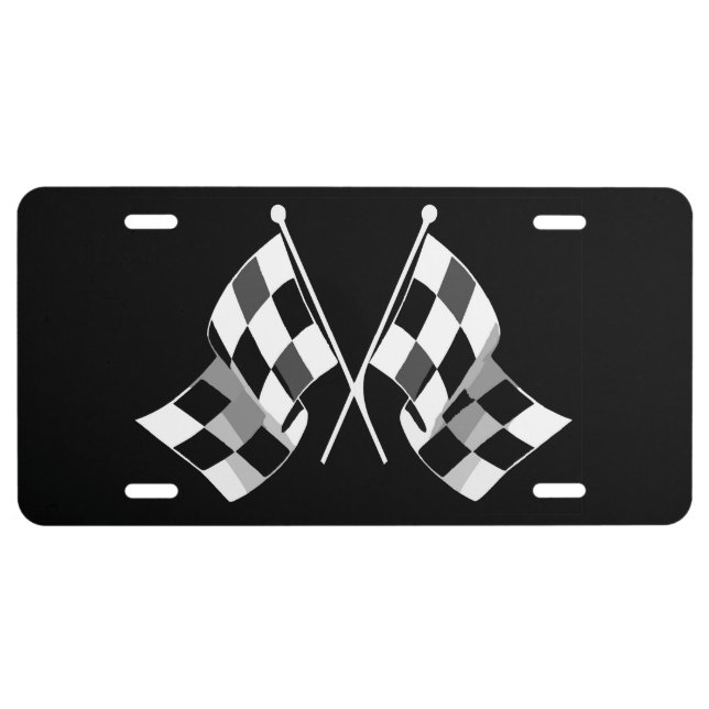 Racing Checkered Flags License Plate (Front)