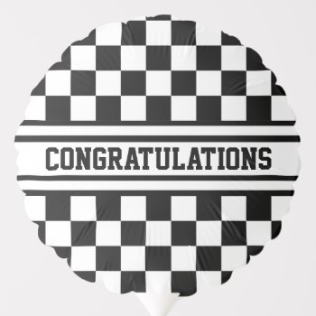 Racing Checkered Winners Flag Black And White Balloon by SportsFanHomeDecor at Zazzle