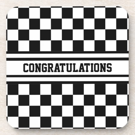 Racing Checkered Winners Flag Black And White Beverage Coaster