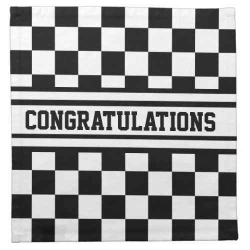Racing Checkered Winners Flag Black and White Cloth Napkin