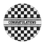 Racing Checkered Winners Flag Black And White Cutting Board at Zazzle