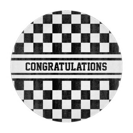 Racing Checkered Winners Flag Black And White Cutting Board