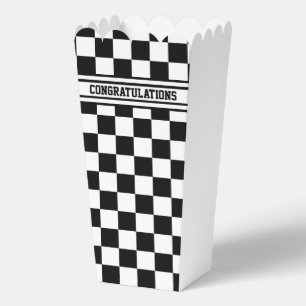 Racing Checkered Winners Flag Black and White Favor Boxes