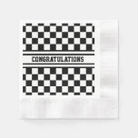 Racing Checkered Winners Flag Black and White Napkins