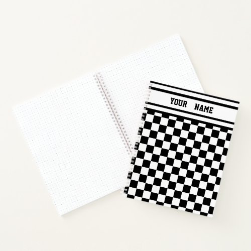 Racing Checkered Winners Flag Black and White Notebook