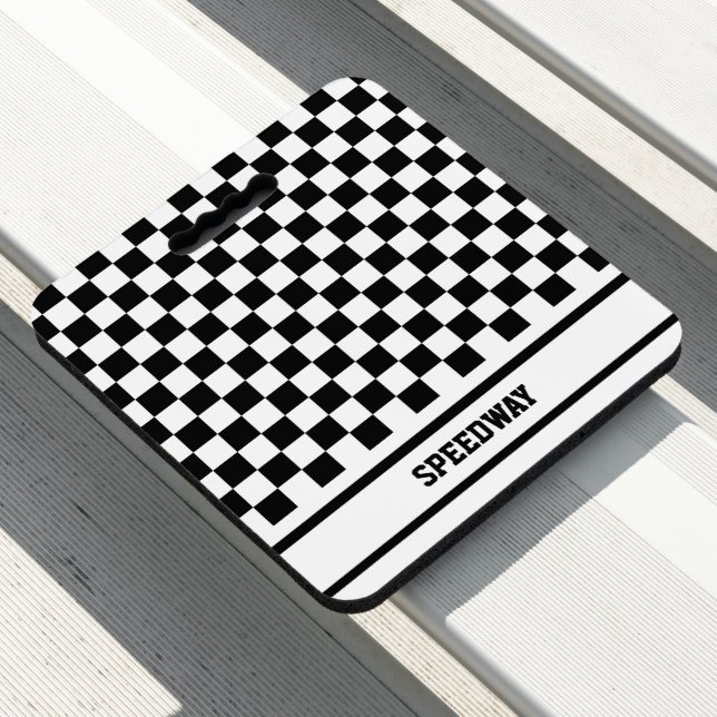 Racing Checkered Winners Flag Black and White Seat Cushion (In Situ)