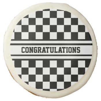Racing Checkered Winners Flag Black And White Sugar Cookie by SportsFanHomeDecor at Zazzle