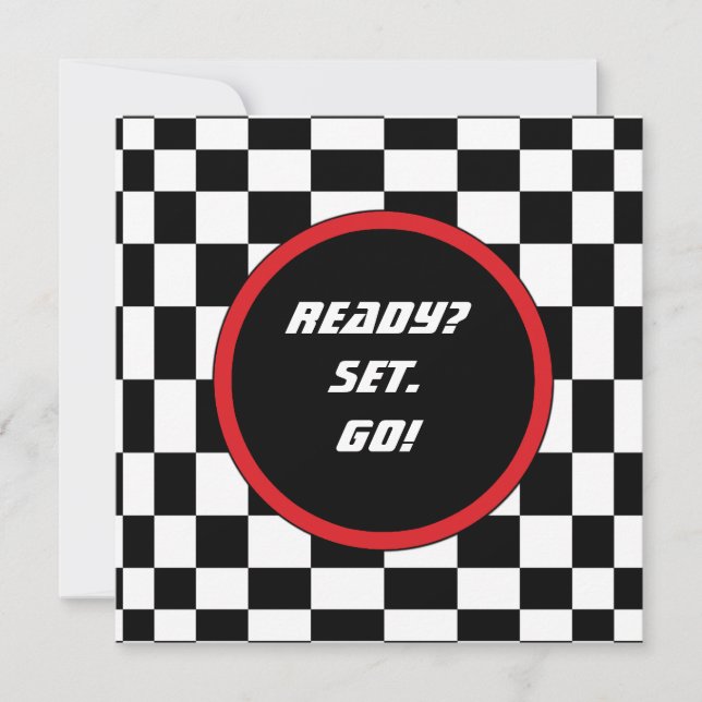 Racing Checkers Birthday Party Invitations (Front)