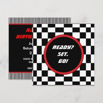 Racing Checkers Birthday Party Invitations | Zazzle