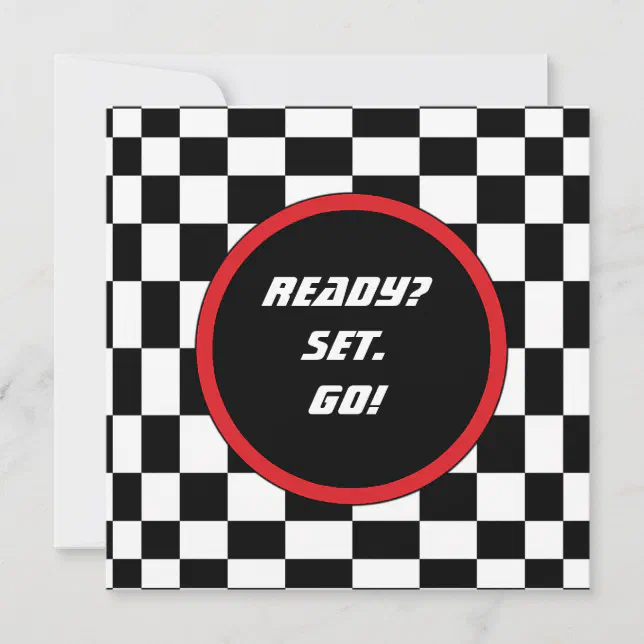 Racing Checkers Birthday Party Invitations | Zazzle