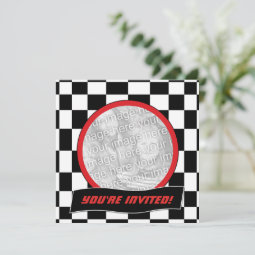 Racing Checkers Birthday Party Invitations | Zazzle
