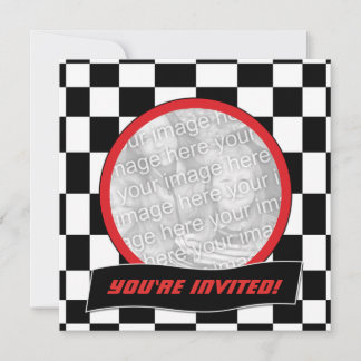 Racing Checkers Birthday Party Invitations