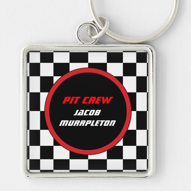 Racing Checkers Custom Keyring (Front)