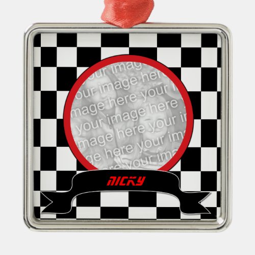 Racing Checkers Custom Photo Ornament