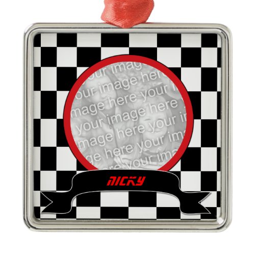 Racing Checkers Custom Photo Ornament