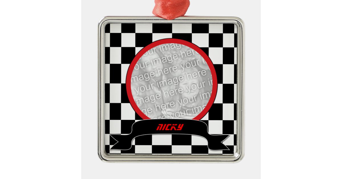 Racing Checkers Custom Photo Ornament | Zazzle