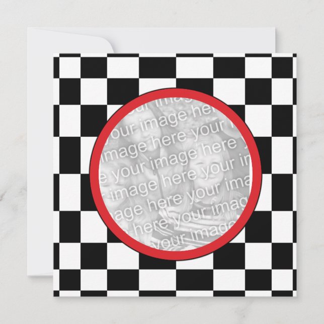 Racing Checkers Party Invitation (Front)