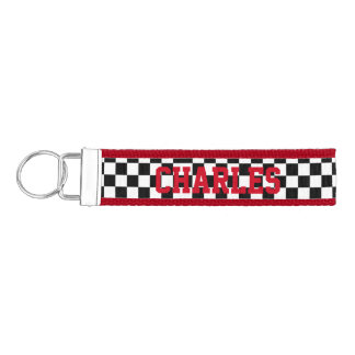 Racing Checks Custom Wrist Key Chain
