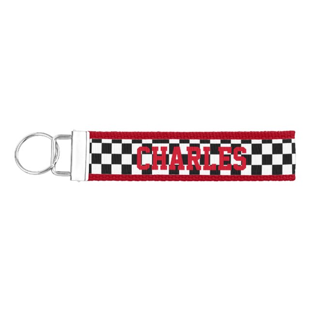 Racing Checks Custom Wrist Key Chain (Keys on Left)