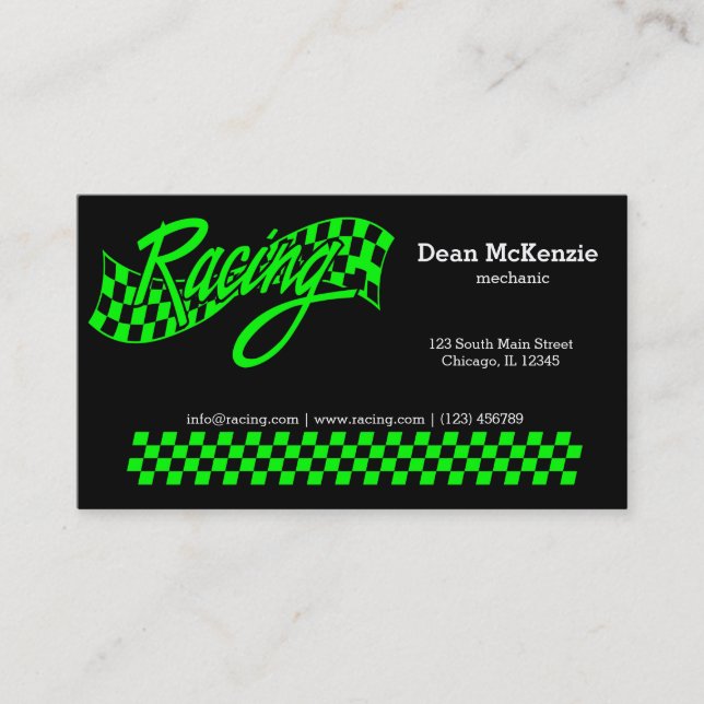 Racing, choose your background color business card (Front)