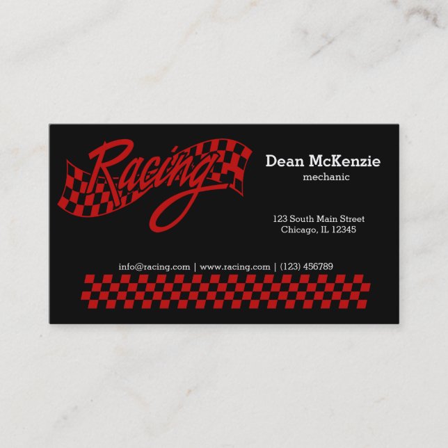 Racing, choose your background color business card (Front)