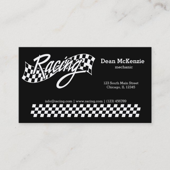 Racing, choose your background color business card (Front)