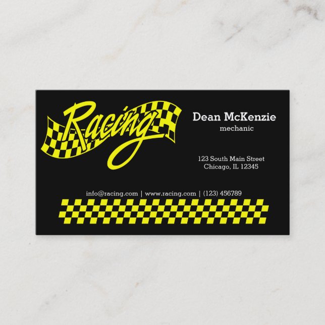 Racing, choose your background color business card (Front)