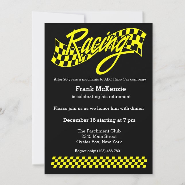Racing, choose your background color invitation (Front)