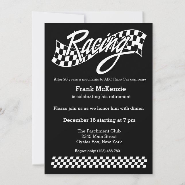 Racing, choose your background color invitation (Front)