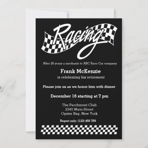 Racing choose your background color invitation