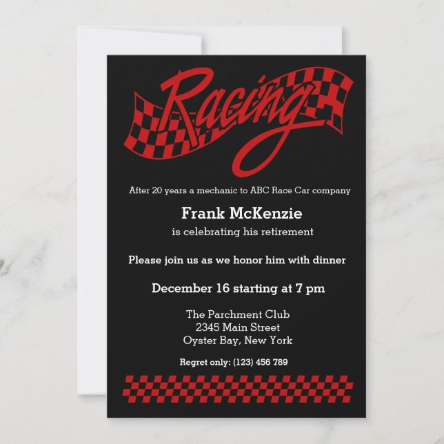 Racing, choose your background color invitation (Front)